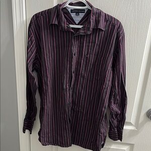 Tommy Hilfiger Black and Pink Casual Button Down Shirt